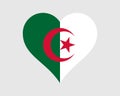 Algeria Heart Flag. Algerian Love Shape Country Nation National Flag. People`s Democratic Republic of Algeria Banner Icon Sign Sym