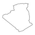 Algeria map of black contour curves on white background of vector illustration