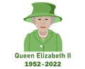 Queen Elizabeth Suit 1952 2022 Face Portrait Green Vector