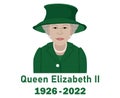 Queen Elizabeth Suit 1926 2022 Face Portrait Green Vector