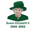 Queen Elizabeth Suit 1926 2022 Face Portrait Green Vector