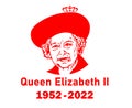Queen Elizabeth Portrait Face 1952 2022 Red Vector Royalty Free Stock Photo