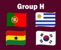 Portugal South Korea Uruguay And Ghana Flag Ribbon Group H