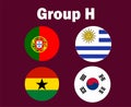 Portugal South Korea Uruguay And Ghana Flag Emblem Group H