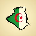 Algeria - Map colored with flag Royalty Free Stock Photo