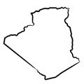 Algeria map from the contour black brush lines different thickness on white background. Vector illustration