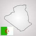 Algeria map contour silhouette and flag.