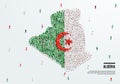 Algeria Map and Flag. A large group of people in Algerian flag color form to create the map. Royalty Free Stock Photo