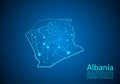 algeria map with nodes linked by lines. concept of global communication and business. Dark algeria map created from white dots wi