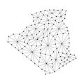 Algeria map of polygonal mosaic lines network, rays, dots vector illustration.