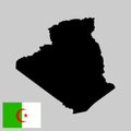 Algeria map silhouette and flag. Royalty Free Stock Photo