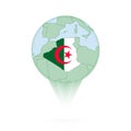 Algeria map, stylish location icon with Algeria map and flag Royalty Free Stock Photo