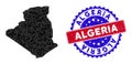Algeria Map Triangle Mesh and Scratched Bicolor Seal
