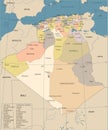 Algeria Map - Vintage Detailed Vector Illustration