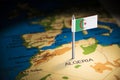 Algeria marked with a flag on the map Royalty Free Stock Photo