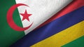 Algeria and Mauritius two flags textile cloth, fabric texture