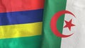 Algeria and Mauritius two flags textile cloth 3D rendering