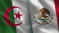 Algeria and Mexico Realistic Half Flags Together