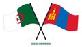 Algeria and Mongolia Flags Crossed And Waving Flat Style. Official Proportion. Correct Colors