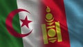 Algeria and Mongolia Realistic Half Flags Together