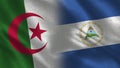 Algeria and Nicaragua Realistic Half Flags Together