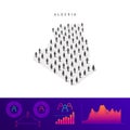 Algeria people map. Detailed vector silhouette. Mixed crowd of men and women. Population infographic elements