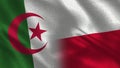 Algeria and Poland Realistic Half Flags Together