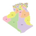 Algeria political map with region names. Solid simple. Royalty Free Stock Photo