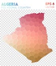 Algeria polygonal map, mosaic style country. Royalty Free Stock Photo