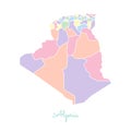 Algeria region map: colorful with white outline.