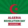 Algeria Revolution Day typography poster. National holiday celebrate on November 1. Easy to edit vector template for