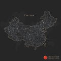 China map abstract geometric mesh polygonal light concept