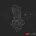 Albania map abstract geometric mesh polygonal light concept with black and white glowing contour lines countries and dots