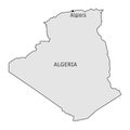 Algeria silhouette map with Algiers capital