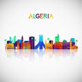 Algeria skyline silhouette in colorful geometric style.