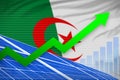 Algeria solar energy power rising chart, arrow up - modern natural energy industrial illustration. 3D Illustration