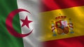 Algeria and Spain Realistic Half Flags Together