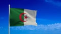 Algerian flag, waving in the wind - 3d rendering Royalty Free Stock Photo