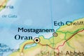 Algerian map showing Oran and Mostaganem region.. Royalty Free Stock Photo