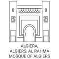 Algiera, Algiers, Al Rahma Mosque Of Algiers travel landmark vector illustration