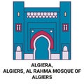 Algiera, Algiers, Al Rahma Mosque Of Algiers travel landmark vector illustration