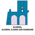 Algiera, Algiers, Djama Sidi Ramdane travel landmark vector illustration