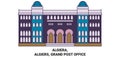 Algiera, Algiers, Grand Post Office travel landmark vector illustration