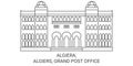 Algiera, Algiers, Grand Post Office travel landmark vector illustration