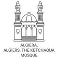 Algiera, Algiers, The Ketchaoua Mosque travel landmark vector illustration