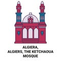 Algiera, Algiers, The Ketchaoua Mosque travel landmark vector illustration