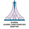 Algiera, Algiers, Sanctuaire Des Martyrs travel landmark vector illustration