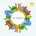 Algiers Algeria City Skyline with Color Buildings, Blue Sky and