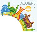 Algiers Algeria City Skyline with Color Buildings, Blue Sky and Royalty Free Stock Photo