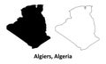 Algiers Algeria. Detailed Country Map with Capital City Location Pin. Royalty Free Stock Photo